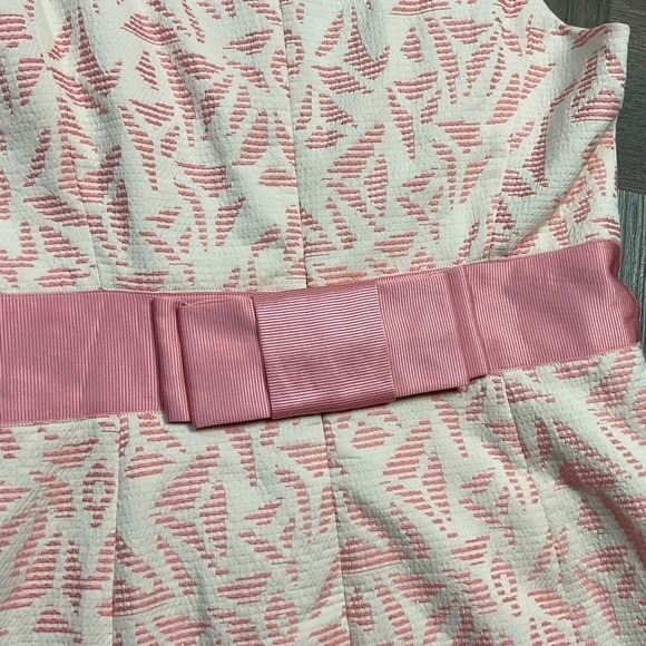 Ann Taylor Petite Dress Womens 10P Pink Cream Brocade Sleeveless Bow Regencycore - Picture 4 of 8